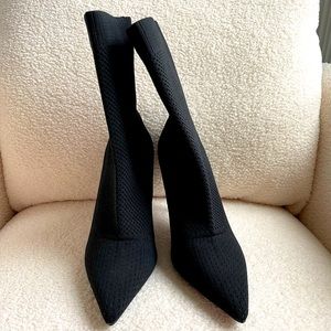 Zara stretch fabric high heel ankle boot